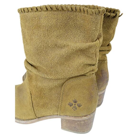 Patricia Nash Booties Raw Distressed Suede Monte Cognac Ankle Western Boots 7.5 - Picture 5 of 10